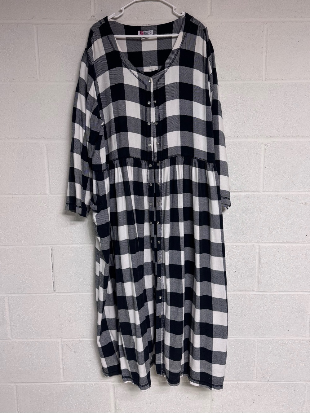 Woman Within Black and White Plaid Button-Front Maxi Dress